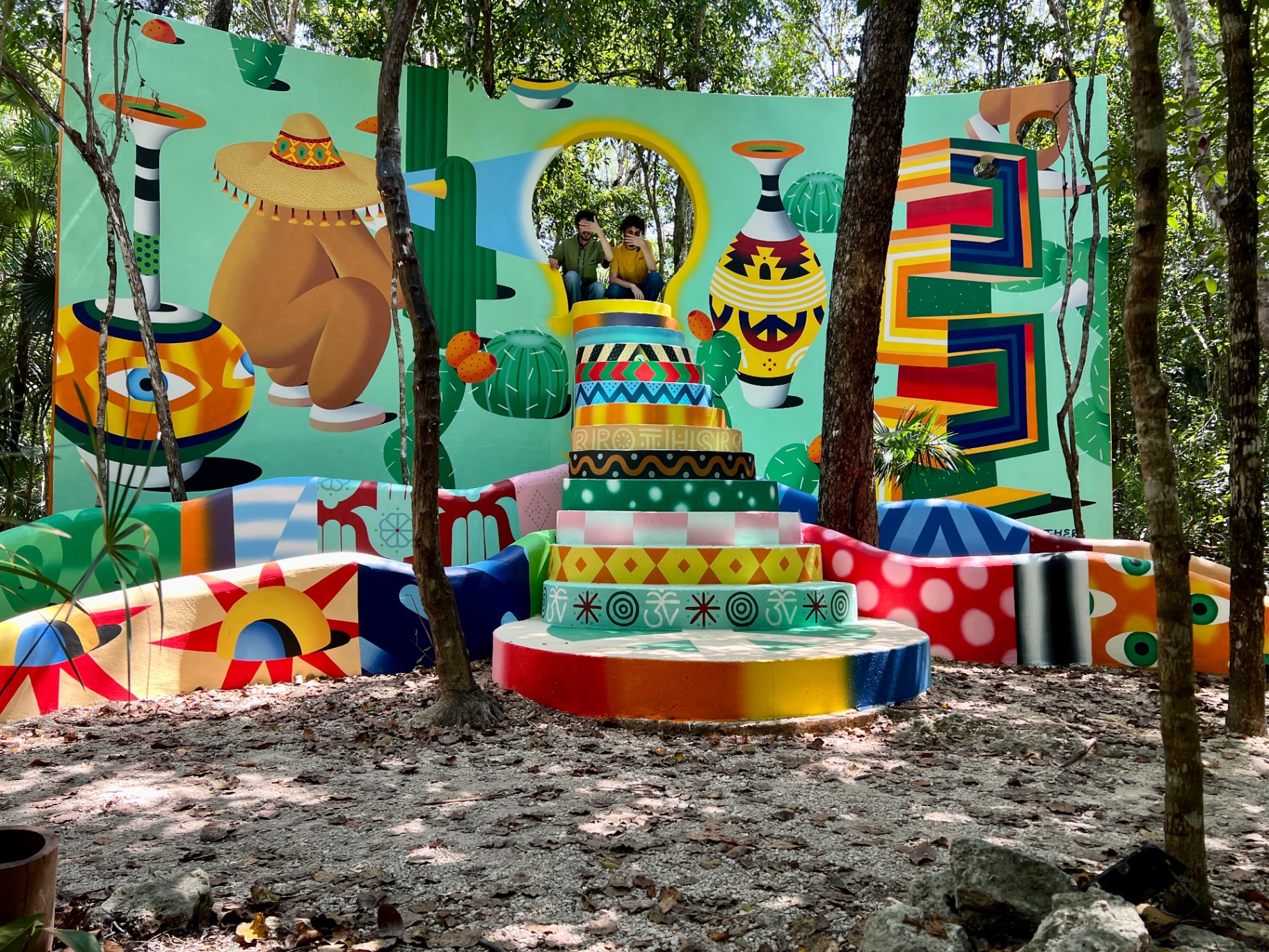 Brothers of Light — site-specific mural installation in the jungle, Holistika Tulum